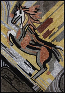 Wildpferd Langschwanzfliese Kunst Marmor Mosaik - Bild 1 von 1