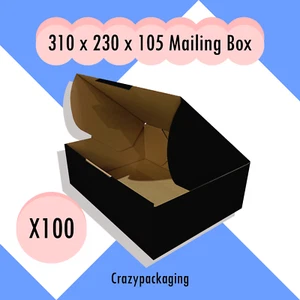 310x230x105mm Corrugated Cardboard Packaging Mailing Boxes, 100/Pack (Black) - Picture 1 of 9