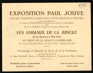 Invitation. Exposition Paul Jouve. Musée de la France d'Outremer. 1955. Paris - Picture 1 of 2