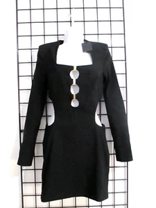 "NEW" NBD 🌸 XS / SMALL===BLACK / PEEK A BOO FRONT AND SIDES / BODYCON DRESS - Picture 1 of 5