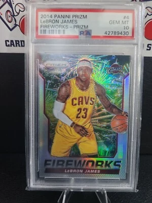 2014 Panini Prizm FIREWORKS - Prizm LeBron James #4 PSA 10 - Image 1 of 2