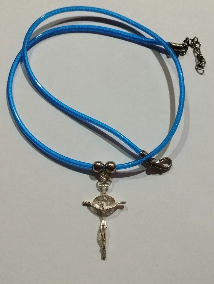 Collana girocollo caucciù con Croce Rosario in argento - Immagine 1 di 1