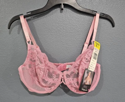 Nwt Vintage VANITY FAIR Dusty Mauve Stretchy Lace Underwired Bra 36C - Image 1 of 4