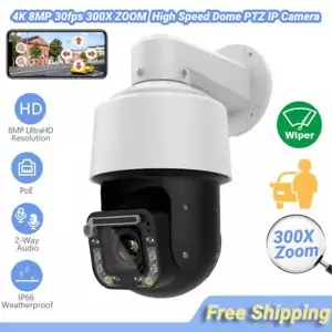 Hikvision kompatible 4K 8MP 30fps 300X ZOOM POE Speed Dome PTZ Wischer IP Kamera - Bild 1 von 12
