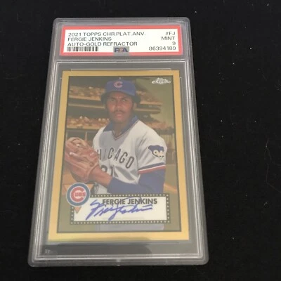 2021 Topps Chrome Platinum Fergie Jenkins Gold Refractor Auto 02/50 PSA 9 - Image 1 of 2