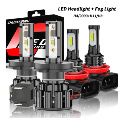 For 2002-2007 Suzuki Aerio Combo 9003 H4 LED Headlight H11 Fog Light 6000K 4x - Image 1 of 4