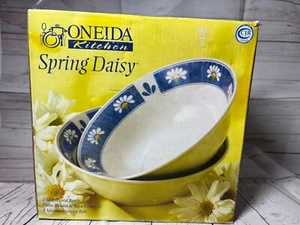 NEW - ONEIDA SPRING DAISY - Stoneware Soup Cereal Salad Bowls - SET OF TWO - Picture 1 of 2
