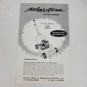Vintage Atlas Aire Rotary Mower 2CA C200A C200AA 19 Inch Models Instruct Parts - Picture 1 of 2