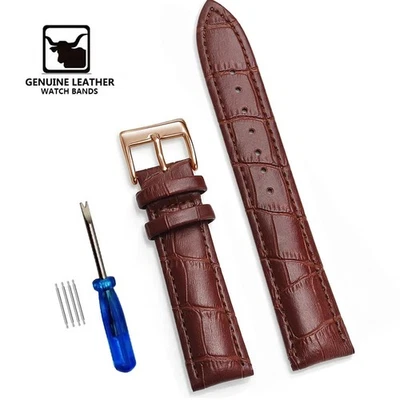 Premium Genuine Leather Watch Band Strap 12-24mm with Tool High Quality Bracelet - Image 1 of 4