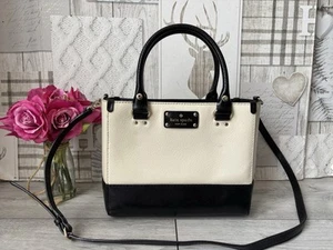 Kate Spade Wellesley Cream Black Leather tote Bag Handbag Multiway Bag - Picture 1 of 14