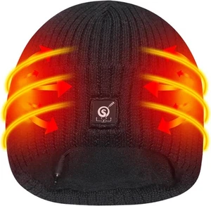Heated Hat - Electric Beanie for Men Women,Winter Warm One Size, Black - Picture 1 of 6