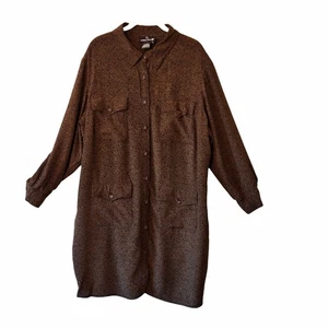 Carole Little Women's Dark Brown Rayon Shirt Dress Front Button Sz 18 - Picture 1 of 3