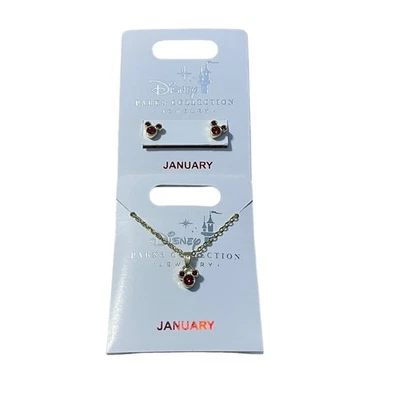 Juego de collar pendientes granate Mickey enero parques Disney Foto 1 de 4
