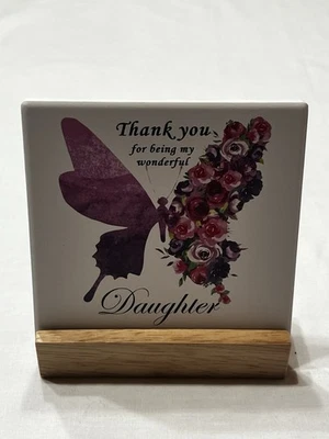 Decoración de escritorio de cerámica con soporte de madera regalo para hija decoración de oficina en casa 4 pulgadas Foto 1 de 4