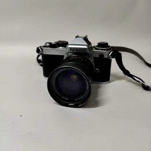 Nikon FE 35mm SLR Film Camera 35MM Film Camera + Vivitar 28mm Wide Angle Lens - Picture 1 of 10