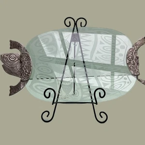 Plato tortuga de vidrio grabado vintage Don Drumm - Imagen 1 de 6