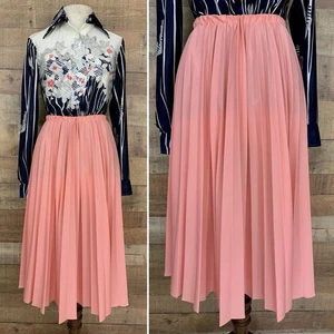Vintage 1970s Peach Accordion Pleated Pull On Skirt Size Small USA Academic - Picture 1 of 4