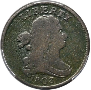 1803 C-2 R-4 PCGS VG Details Draped Bust Half Cent Coin 1/2c - Picture 1 of 3