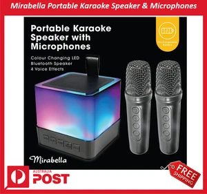 New Mirabella Portable Karaoke Speaker with Rechargeable Microphones + Free Ship - Picture 1 of 5