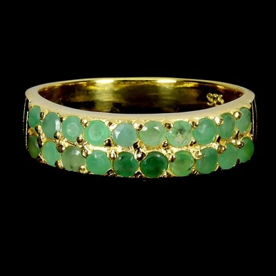 925 Sterlingsilber Ring Rund Smaragd 2mm Natürlicher Edelstein Schmuck Größe - Bild 1 von 4