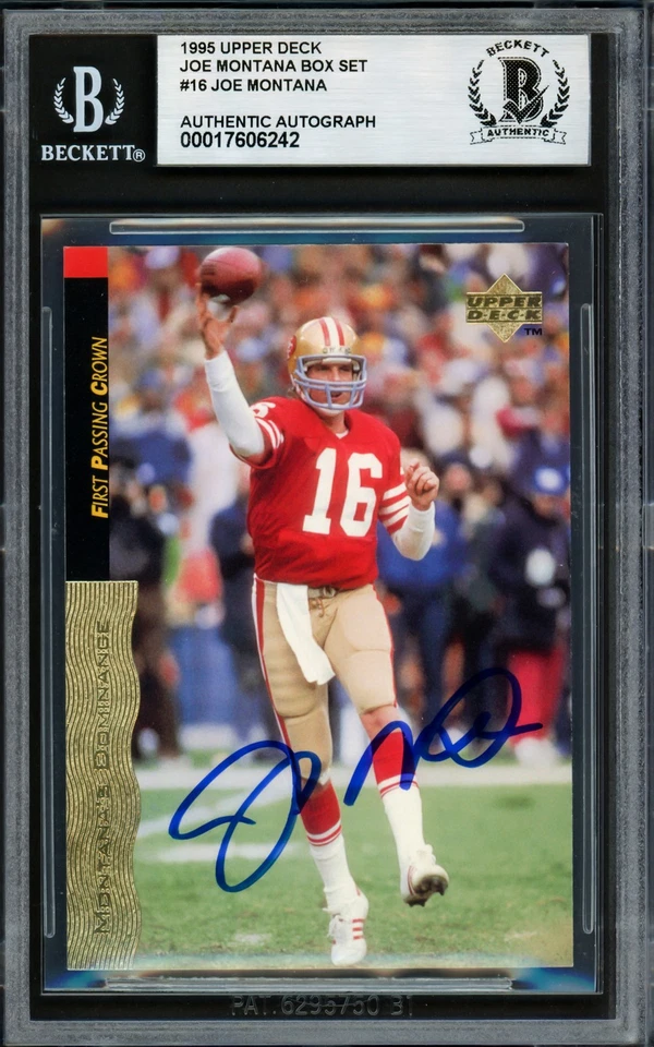 Joe Montana Signed 1995 Upper Deck Card 16 San Francisco 49ers Beckett #17606242 - Image 1 of 2
