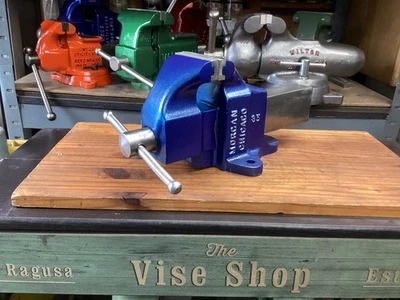 Восстановленные профессиональные скамейные тиски VintageMorgan 35 3 1/2 дюйма 26 фунтов США - Изображение 1 из 4