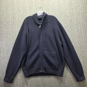 Polo Ralph Lauren Pullover Herren XL Navy 100% Wolle Full Zip Mock Neck Taschen - Bild 1 von 8