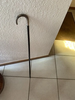 Ancienne Canne De Dandi Pommeau En Argent  - Photo 1/4