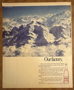 1990 Evian Natural Spring Water French Alps Mountains Factory 90s Print Ad - Picture 1 of 2