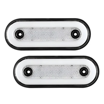 2x White Oval Side Marker Light LED Indicator Fit For RV Trailer Truck Lorry - Image 1 of 4