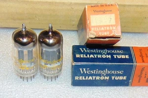 NOS NIB PAIR 12AX7 WESTINGHOUSE 1957 TUBES BLACK PLATES BIG D" GETTER ECC83 7025 - Picture 1 of 5