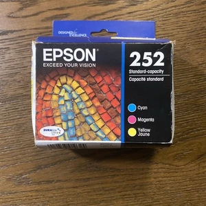 Epson 252 Tri-color Cyan Magenta Yellow Ink Cartridge Exp 3/2026 Free Shipping - Photo 1/3