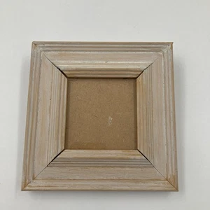 Small Square Wooden Picture Frame 13.5cm Fits 3” Photo Rustic Whitewashed - Picture 1 of 10