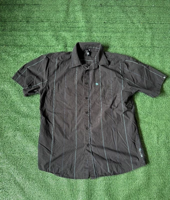 Ocean Current Mens Button Up Shirt Large Black Short Sleeve Surf Wear Surfer - Image 1 of 4