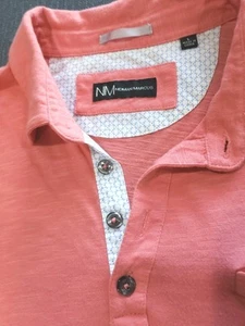Neiman Marcus Polo Shirt Mens L Cotton Modal Blend Salmon / Coral Lightweight - Picture 1 of 11