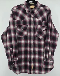 Vintage Bit and Bridle kariertes Flanellhemd Herren 2XL Western Perlen Druckknopf schwarz weinrot - Bild 1 von 7