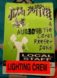 JIMMY BUFFETT & THE CORAL REEFER BAND -AUG 30, 1998 -GREAT WOODS -BACKSTAGE PASS - Picture 1 of 2