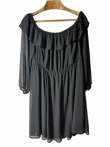 Torrid schwarz Chiffon Minikleid Größe 3 3X Plus Damen schulterfrei LBD - Bild 1 von 13