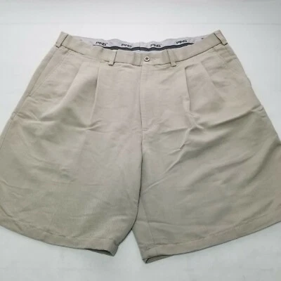 PING Hombre Clásico Chino Corto Plisado Frontal Tostado Sólido Talla 40 Lavado Medio Foto 1 de 4