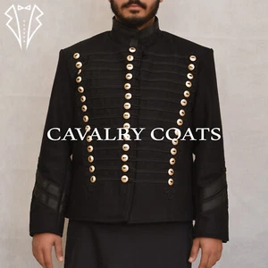 Abrigo Húsar Desfile Británico, Chaqueta de Lana Negra, Chaqueta Húsar Dolman Siglo XVIII - Imagen 1 de 6