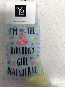 Women's novelty socks Birthday, Xmass, grads Fun For All Ages sz 6-10 - Picture 1 of 2