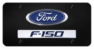 Ford F-150 3D Chrome Logo on Black Powder Coated License Plate Official Licensed - Picture 1 of 1