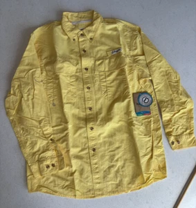 Magellan Laguna Madre Fishing Shirt Mens Medium M Long Sleeve Button Down Yellow - Picture 1 of 10