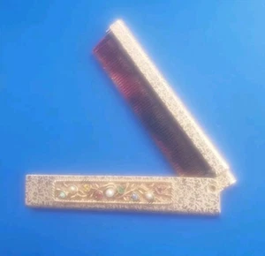 Vintage 4.25" Gold Tone Travel Portable Folding Comb with Decorative Case - Picture 1 of 5