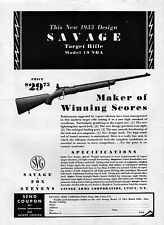 1933 Savage Model 19 NRA Target Rifle Original Print Ad