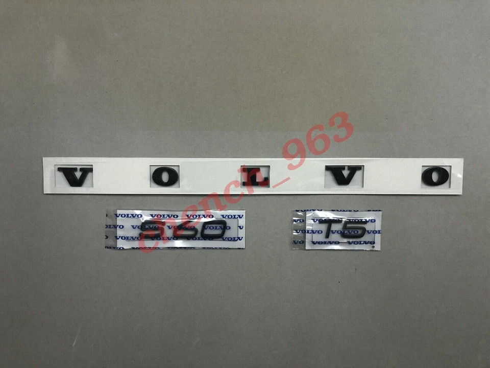 FOR VOLVO S60 T5 GLOSS BLACK LETTERING BADGE BOOTLID CUSTOM SET LETTERS Foto 1 de 4
