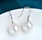 Natural AAAA 10-11MM south sea White Round pearl earrings 18K solid white GOLD