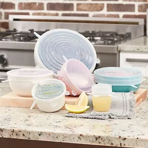 6pcs Reusable Silicone Stretch Lids Bowl Cup Lid Kitchen food Storage Wrap Cover - Picture 1 of 2