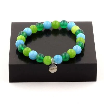 Steine Und Minéraux. Armband Perlen Achat Grün + Chalcedon Blau + Peridot 8 - Bild 1 von 4
