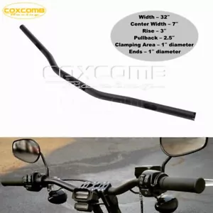 Motorcycle 1" Tracker Drag Bar Black Handlebar For Harley Chopper Dyna Sportster - Foto 1 di 9